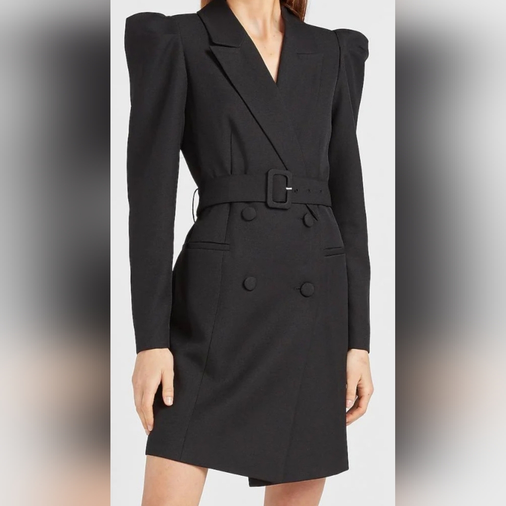 Express Black Long Sleeve Belted Blazer Dress